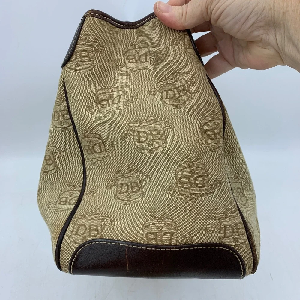 Y2K Dooney Bourke Signature DB Monogram Double Handle Tote Satchel Luxury Purse